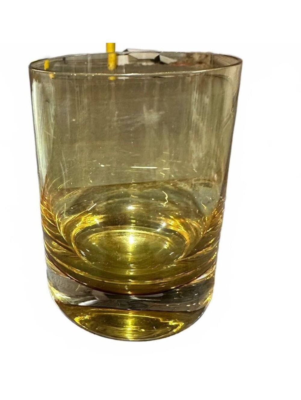 Vintage Amber Gold Heavy Base Tumbler Rocks Glass
